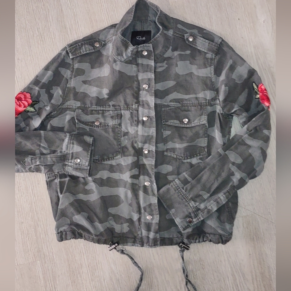 Rails Camo Utility Style Jacket Flowers Zip Snap Pockets Sz Small Fringecore...